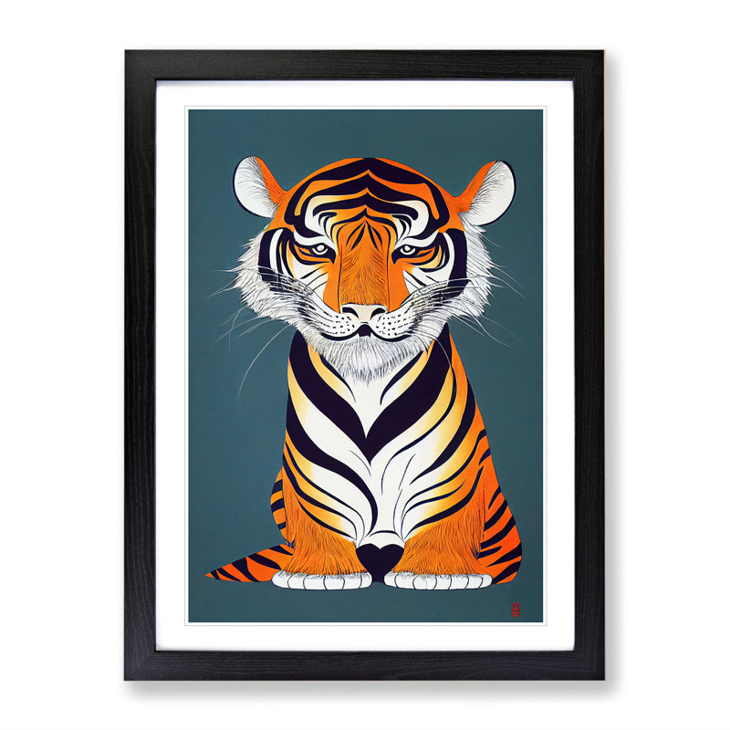 Young Tiger - Single Picture Frame Print, Black, 64cm H x 46cm W x 2cm D
