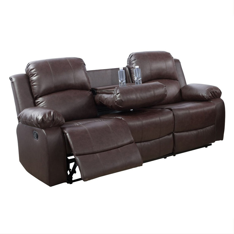82'' Faux Leather Reclining Sofa, Espresso