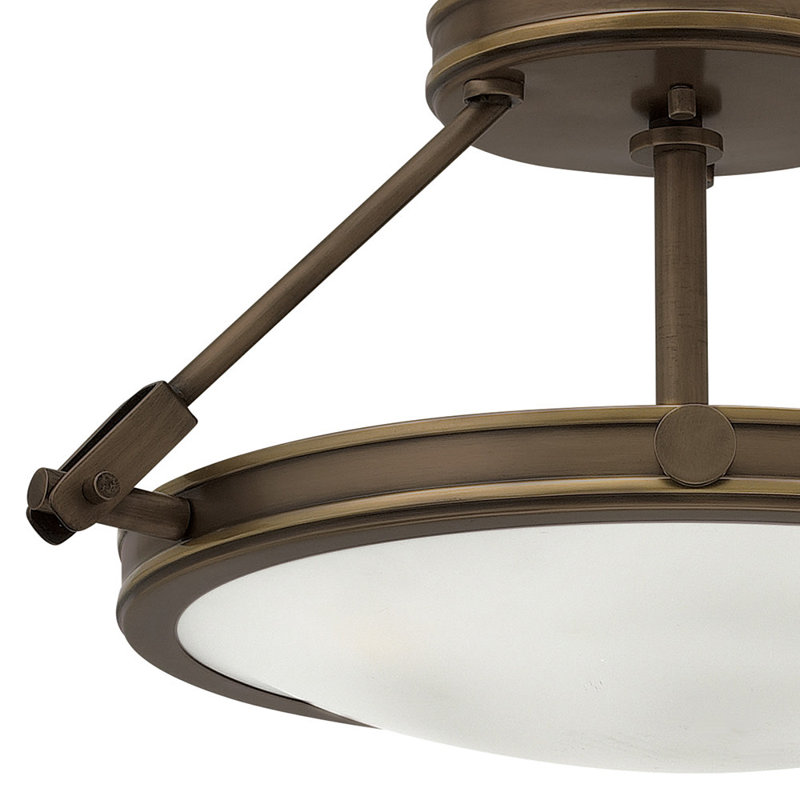 Collier Semi-Flush Mount Ceiling Light - Heritage Brass, Light Oiled Bronze, 9.25"H x 15.25"W x 15.25"D, Incandescent