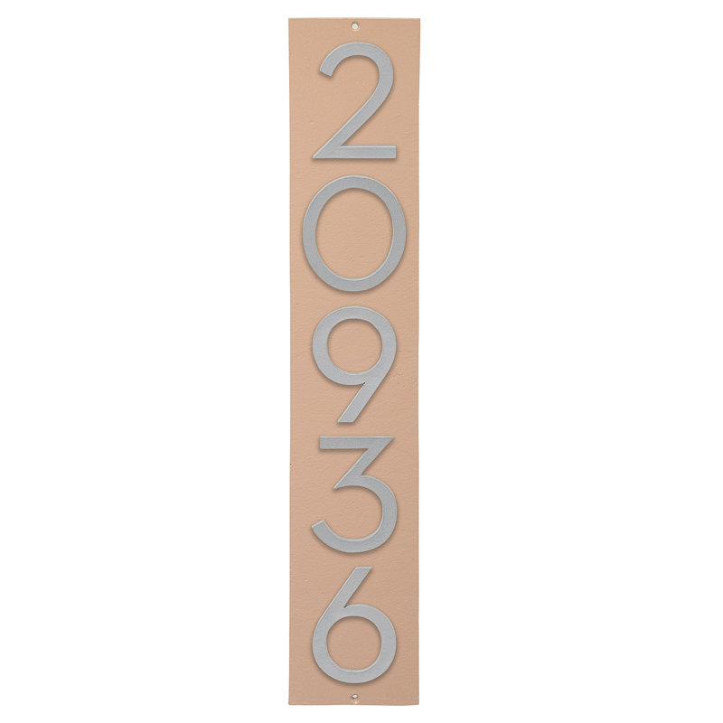 Plaque d'adresse verticale flottante 4 po (5 chiffres), Taupe, Argent, Oui