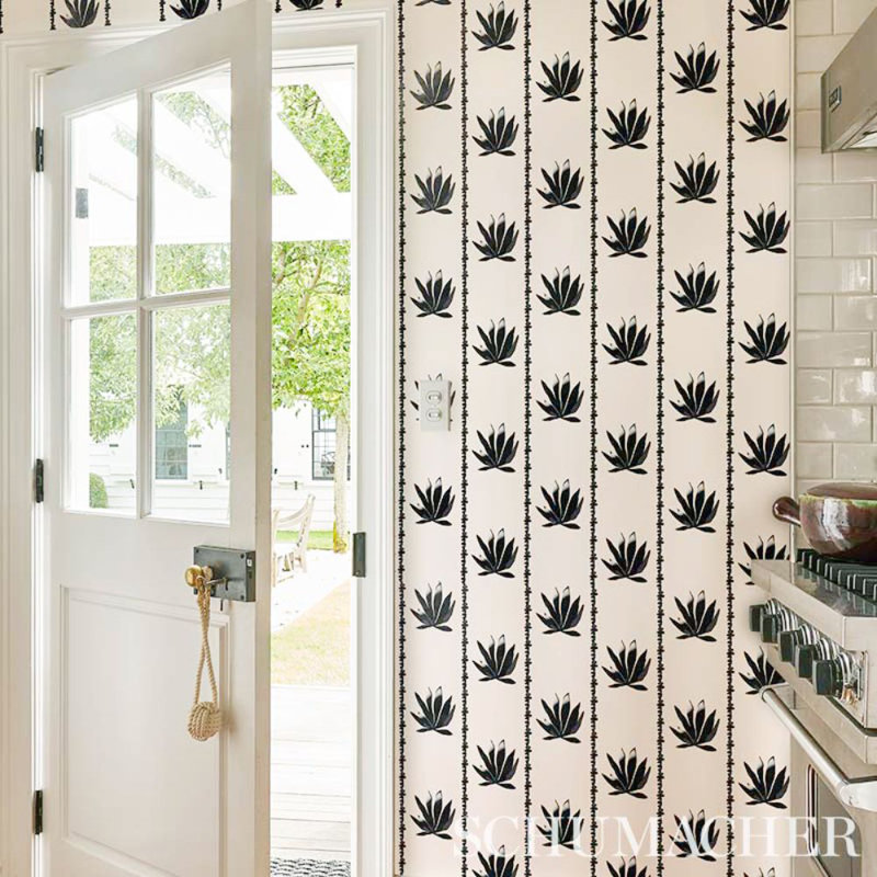 Schumacher x Peg Norriss Agave Stripe Wallpaper, Parchment