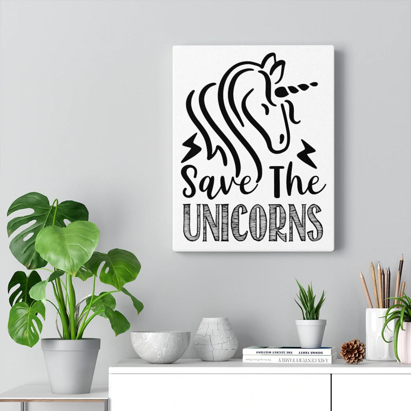 Save The Unicorns - Wrapped Canvas Print, 41cm H x 30cm W