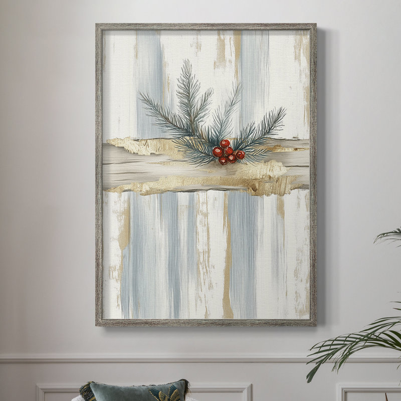«Christmas Holiday Art», reproduction encadrée en bois massif, H 15 po x l 12 po
