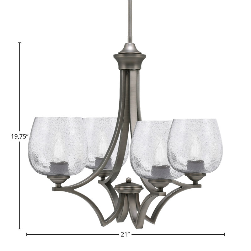 Lustre suspendu 4 lumières Zilo avec verre fumé de 6 po Zilo, Graphite