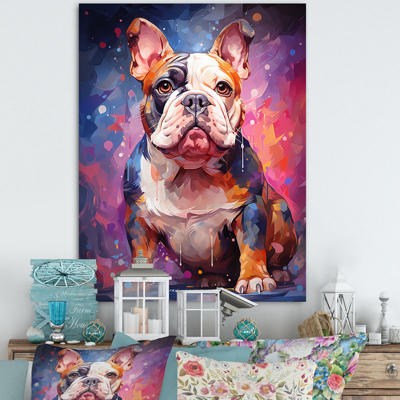 Bulldog Boldness III sur toile, Toile tendue, H 20 po x l 12 po x P 1 po
