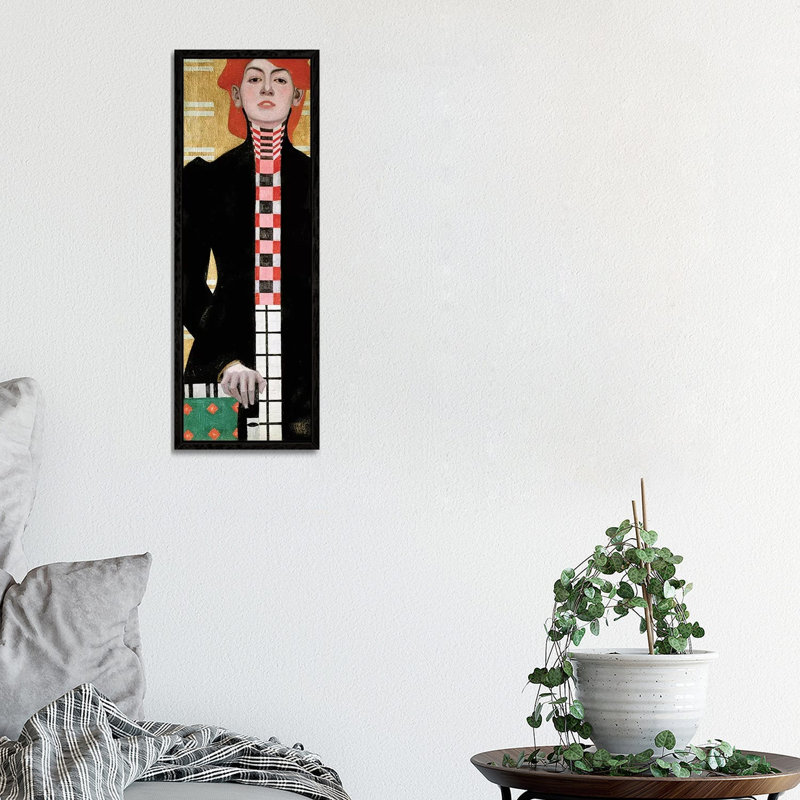 Portrait Of A Woman, 1909 by Egon Schiele - Painting on Canvas, Black Framed, 91.44cm H x 30.48cm W x 3.81cm D