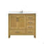 Meuble-lavabo 42 po avec lavabo et trou pour robinet, meuble-lavabo avec 2 portes et 5 tiroirs en chêne