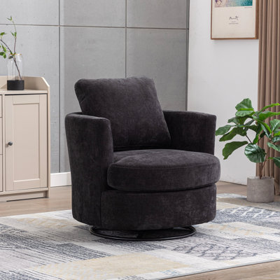 Fauteuil demi-tonneau pivotant en chenille et fauteuil d'appoint rond confortable pour le salon, fauteuil club à 360 degrés, fauteuil de détente
