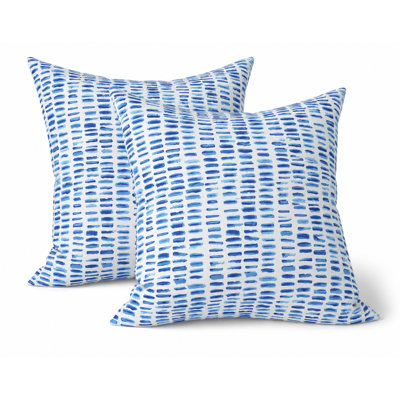 Ensemble de 2 housses de coussin d'extérieur 20 x 20 pouces en coton 2 pièces Housse de coussin lombaire bleu hydrofuge, résistant à la décoloration, fermeture à glissière