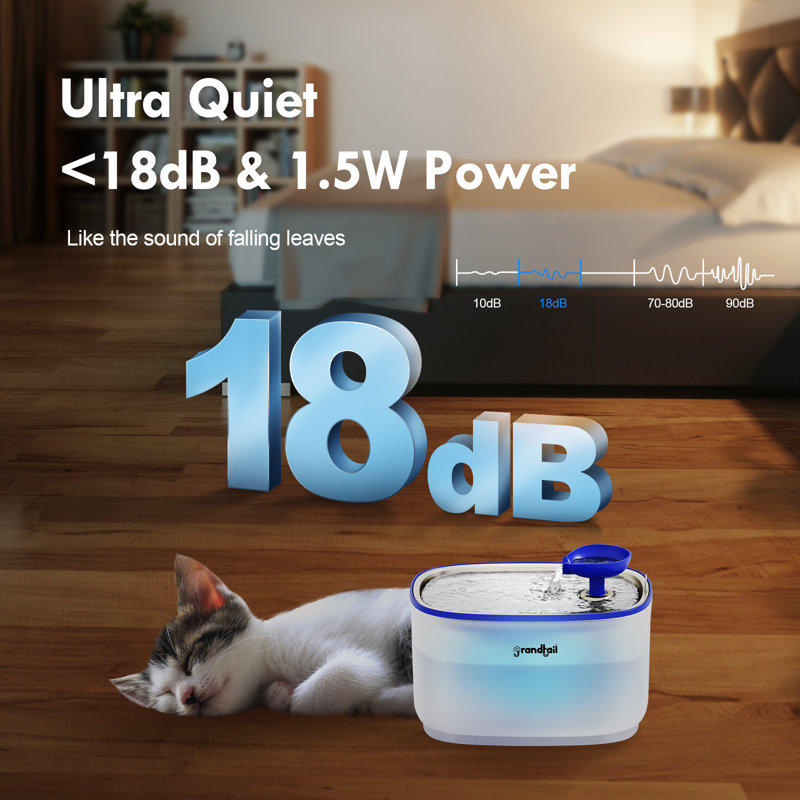 Wireless Pump Pet Fountain 3L Large Capacity with Silent Filter