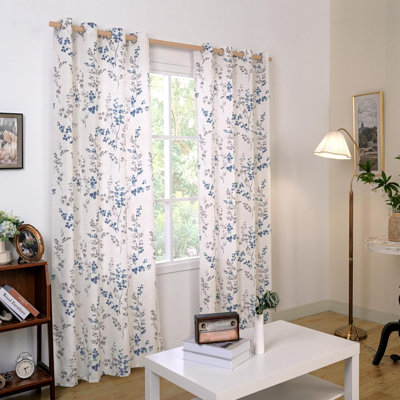Curtains For Living Room 2 Panels Set Floral Leaf Patterns, Light Filtering Window Privacy Curtains For Bedroom Boho Farmhouse Vintage