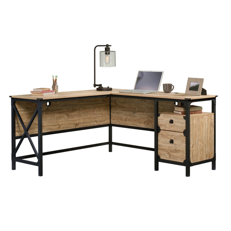Bureau en L, finition brune, bureau d'ordinateur personnel