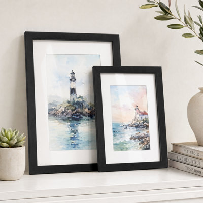 Black Collage Picture Frames Set with Mat, 8 x 10in, Hanging or tabletop