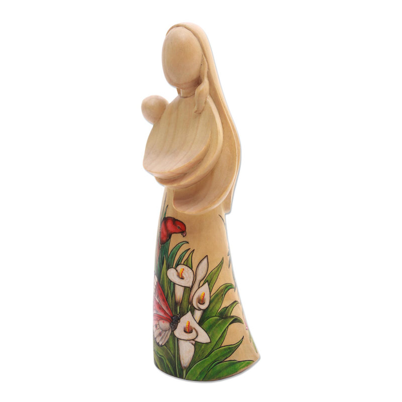 Figurine en bois mère et enfant Barina