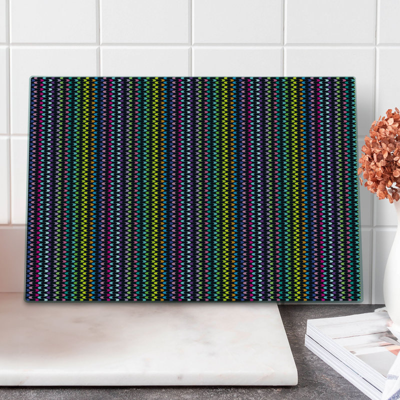 Ambesonne Abstract Cutting Board Large Size Curved Stripes Design Multicolor