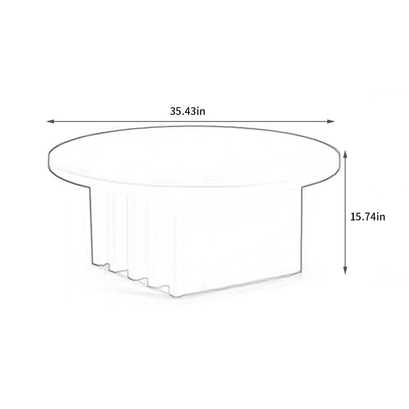 Table basse ronde en bois massif Wabi-sabi, H 15,74 po x L 35,43 po x l 35,43 po