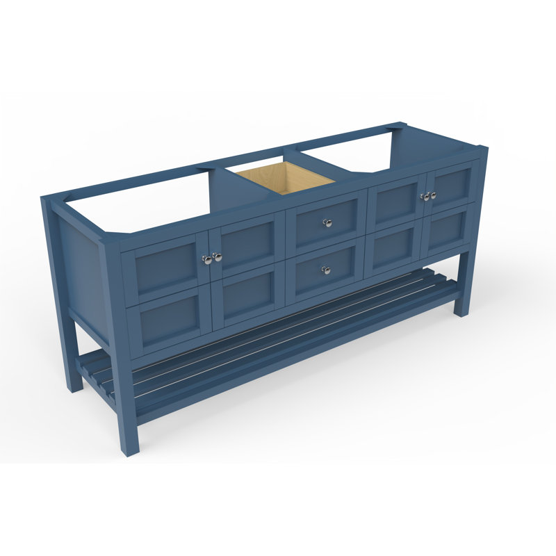 Base de meuble-lavabo double Anneus 71,25 po seulement, Bleu / chrome