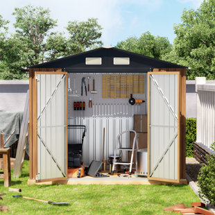 8 X 6 Ft Sheds & Outdoor Storage ,Tool Shed With Sloping Roof And Lockable Door,Anti-Corrosion Metal Shed For Backyard Garden Patio Lawn