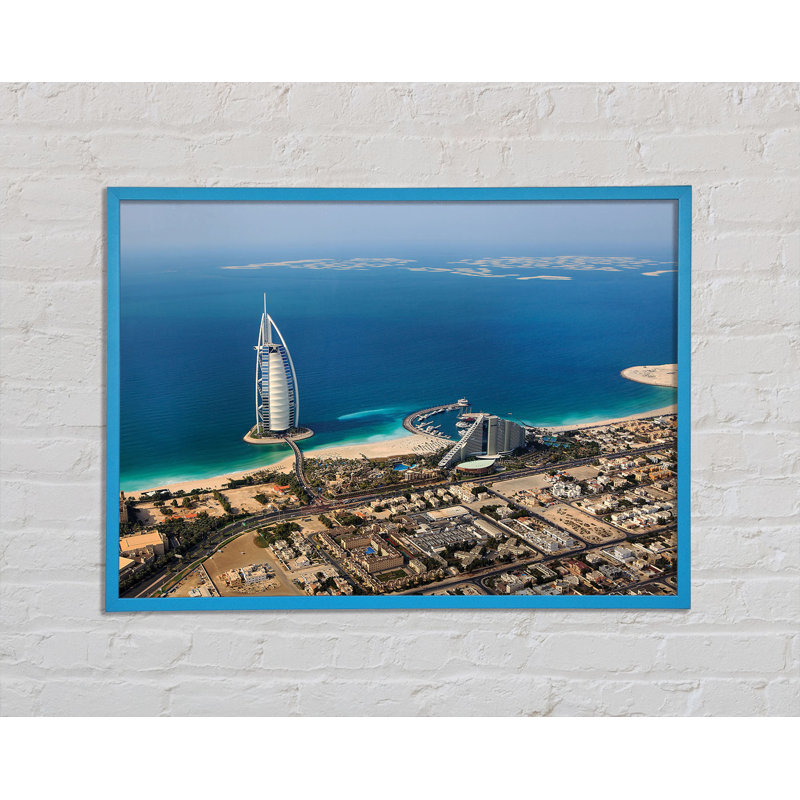 The Coast Line Of Burj Al Arab Framed Print - Single Picture Frame Print on Canvas, Blue Framed Paper