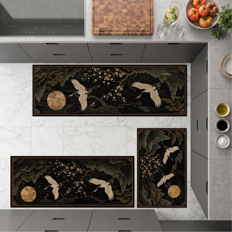 Crane Moon Non-Slip Washable Kitchen Mats