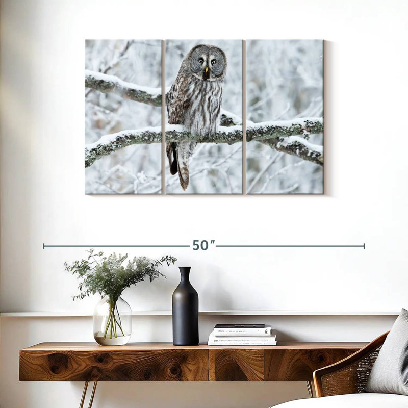 Great Grey Winter Owl, 24" H x 38" W