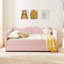 Lit de jour double, lit de jour rembourré en vichy équipé d'un cadre de lit gigogne escamotable et d'une poche de rangement latérale, canapé-lit multifonctionnel en bois massif pour chambre d'enfant et chambre d'amis - Rose-131098159-131098160