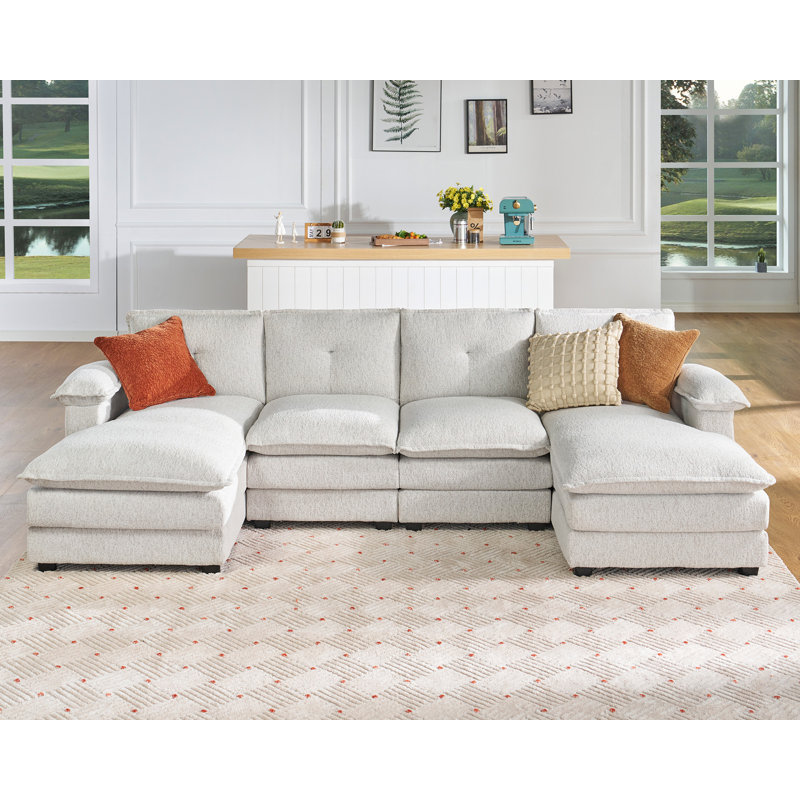 115 Inch Sectional Couch, Modular Sectional Sofa- Double Layer Seat Cushions, U Shaped Couch- Comfy Couches For Living Room