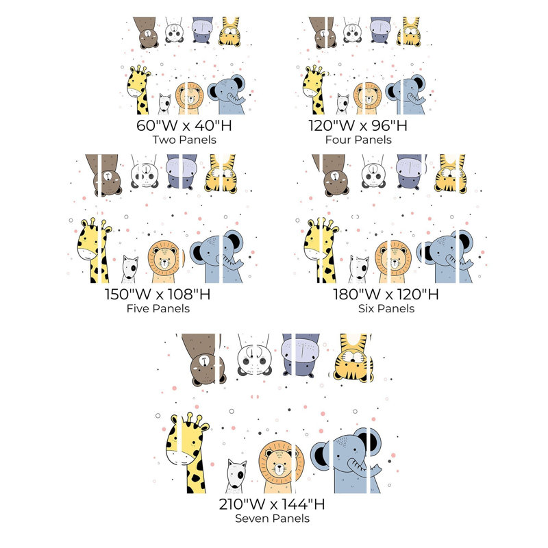 Murale pelez et collez de qualité supérieure - visages d'animaux, L 108 po x l 150 po