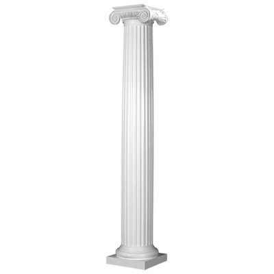 Colonne ronde cannelée Endura en pierre à base fuselée / Temple de la Capitale des Vents, non fendu / entier