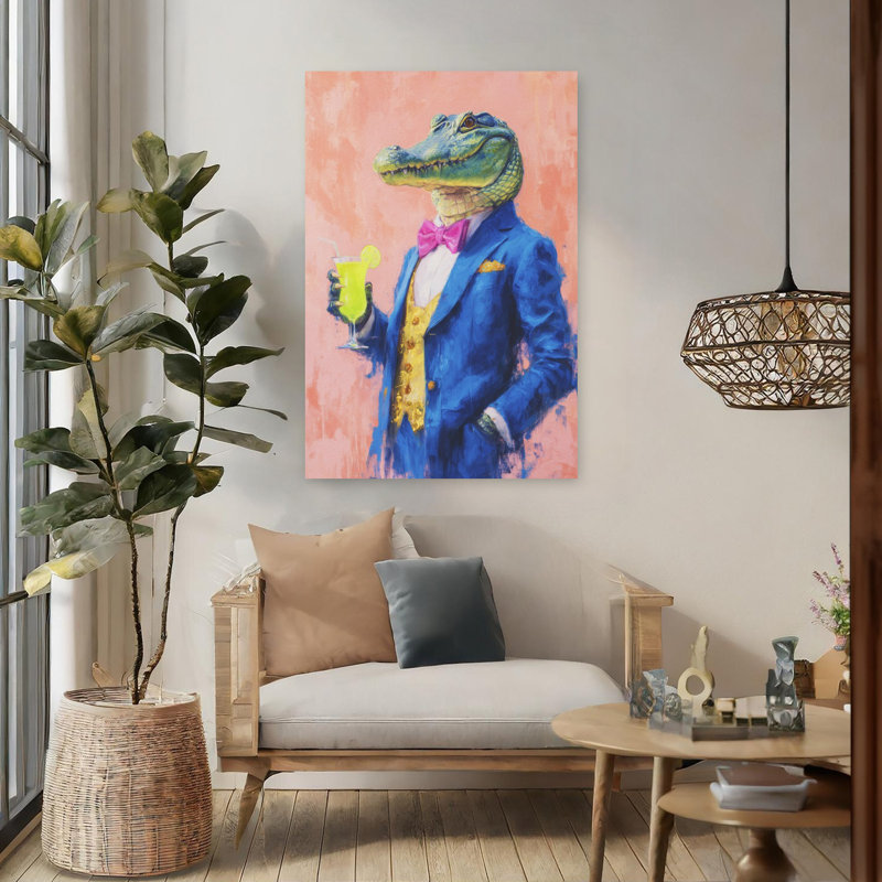 Art contemporain Art crocodile contemporain surréel, H 48 po x l 32 po
