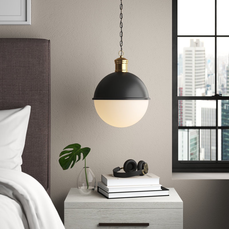 Luminaire suspendu en forme de globe à 1 lumière Dumbarton, Noir