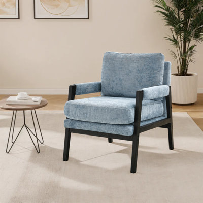 Fauteuil d'appoint rembourré moderne avec structure en bois massif et coussin de siège épais 