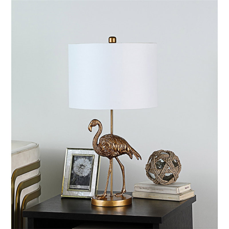 Lampe de table en résine de flamant doré mat