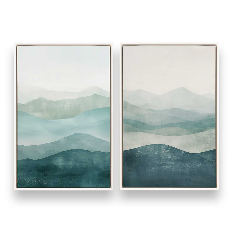 Ensemble de 2 aigue-marine sérénité, Cadre flottant blanc opaque, H 31 po x l 42 po
