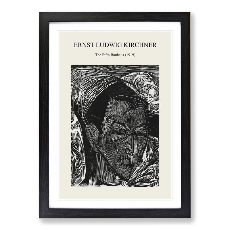 The Fifth Bauhaus by Ernst Ludwig Kirchner - Picture Frame Painting, 36cm H x 27cm W x 2cm D, Black Framed