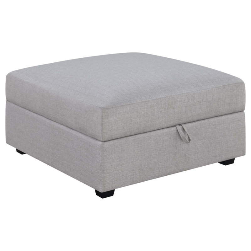 Repose-pieds de rangement carré Austin avec compartiment caché, parfait pour un décor moderne et polyvalent.