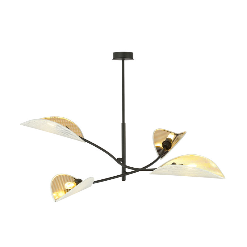 4 - Light Chandelier, White/Gold