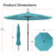 Parasol de terrasse inclinable en acier de 120 pouces (3 m) avec éclairage solaire à DEL-754969667