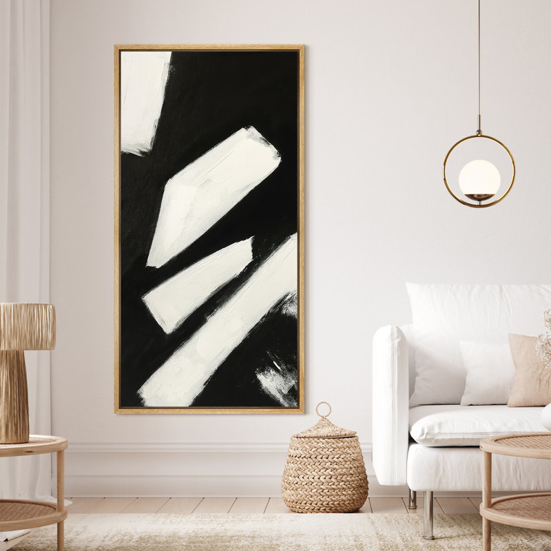 Toile abstraite encadrée, reproduction de coups de pinceau minimaliste minimaliste pour décoration murale moderne, Naturel