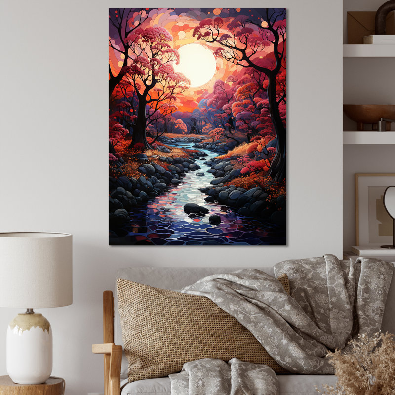 «Sunset Whimsical Riverbanks II», reproduction sur toile, Toile tendue, H 20 po x l 12 po x P 1 po