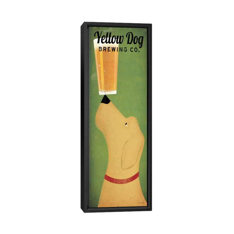 Reproduction d’art sur toile tendue jaune dog brewing co., H 36 po x l 12 po x P 1,5 po, Toile encadrée noire