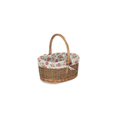 Lily Manor Wicker Unpeeled Willow Shopper Basket with Lining