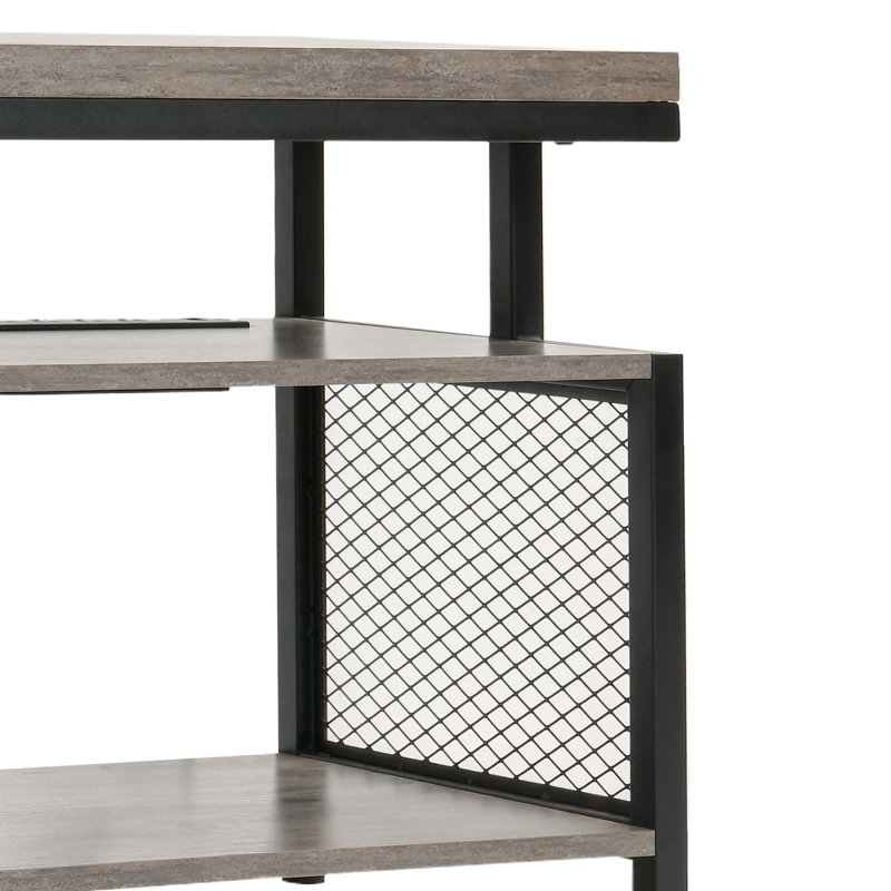 Lory 63" W TV Stand with LED Strip and Power Outlet, Black