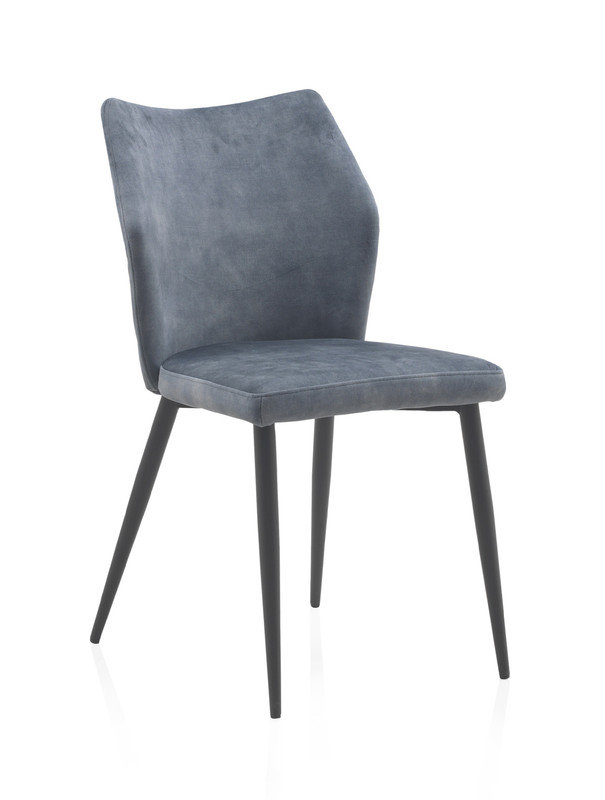 48cm H Polyester/Velvet Upholstered Metal Side Chair, Grey