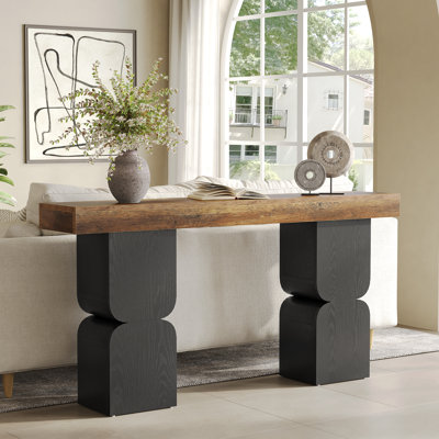 63-Inch Extra Long Console Table, Farmhouse Entryway Table Behind Couch Table