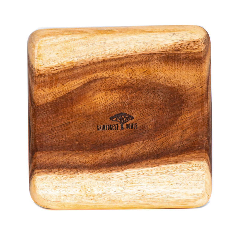 Ensemble de 4 assiettes à salade carrées en bois d'acacia