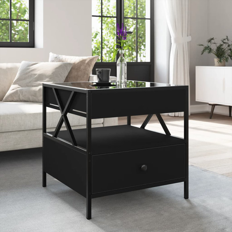 Cvitan Coffee Table with Storage, 51cm H x 50cm L x 50cm W, Black