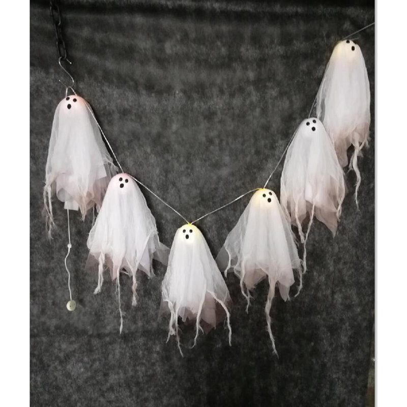 6ct Color Changing Hanging Ghost Halloween Lights 3.25' Clear Wire