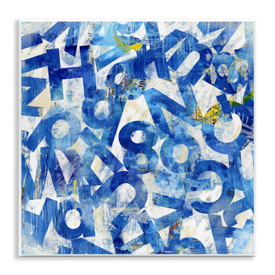 Blue Typography Collage Wall Plaque Art by Laura Gibson