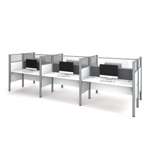Pro-Biz Six-Straight Desk Workstation with 6 Privacy Panels (Pre Workstation) Benching Desk